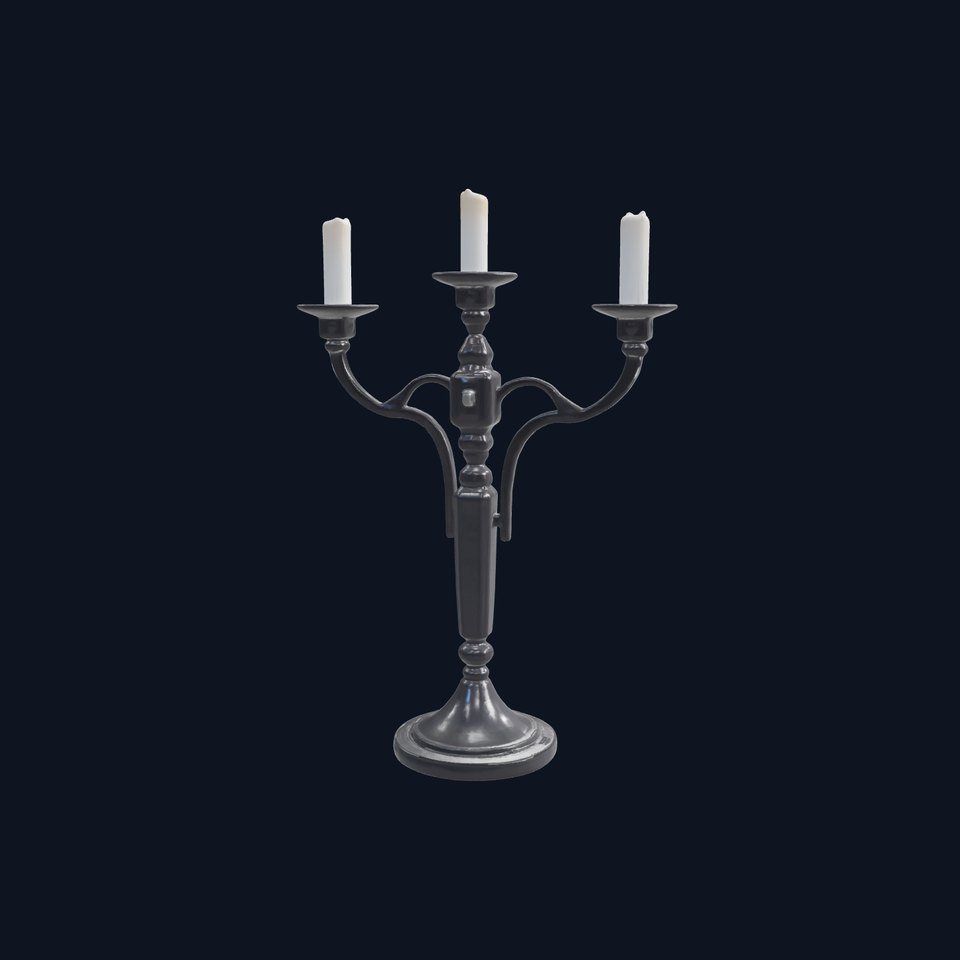 Symmetrical Black Candelabra 3D model pack
